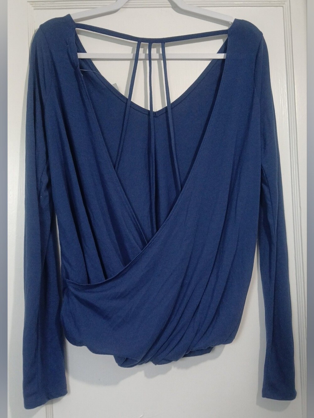 Maurices Blue Long Sleeve V-Neck Top with Strappy Back NWT - Picture 7 of 9